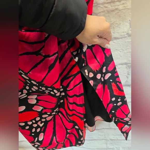 EUC $395 MILLYLilliana Graphic Butterfly Dress in Black & Pomegranate SZ 8 - Picture 6 of 11